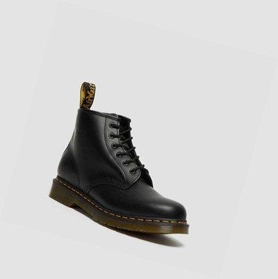 Dr Martens 101 Yellow Stitch Smooth Női Bokacsizma Fekete | 394607GFJ