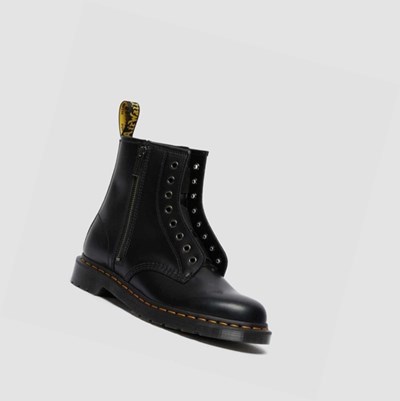 Dr Martens 1460 Elastic Smooth Női Fűzős Bakancs Fekete | 975412ZNU