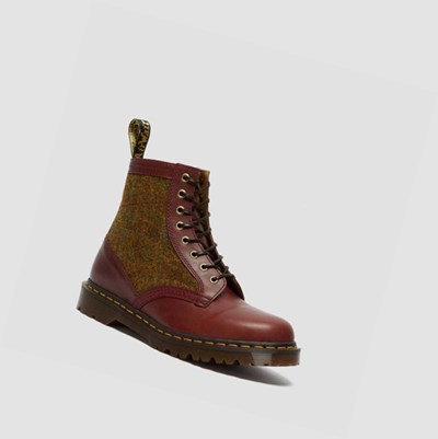 Dr Martens 1460 Harris Tweed Férfi Fűzős Bakancs Bordó | 618920ZMO