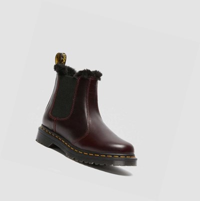 Dr Martens 2976 Leonore Faux Fur Bélelt Női Chelsea Bakancs Bordó | 256493NDH