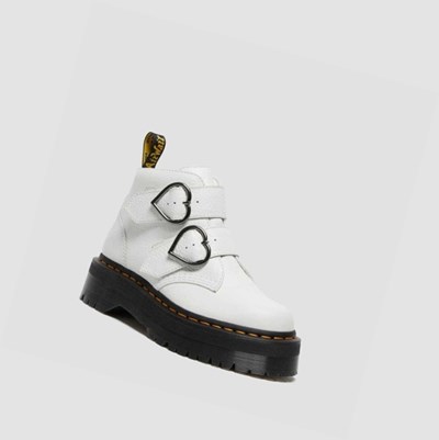 Dr Martens Devon Heart Női Platform Bakancs Fehér | 179284AIY