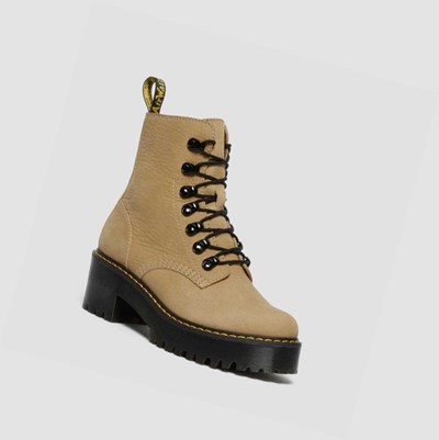 Dr Martens Leona Nubuck Női Fűzős Bakancs Barna | 924716NRG