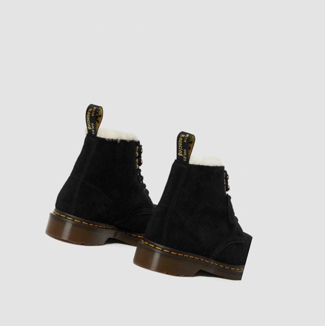 Dr Martens 101 Velúr Shearling Bélelt Férfi Bakancs Fekete | 208491JSQ