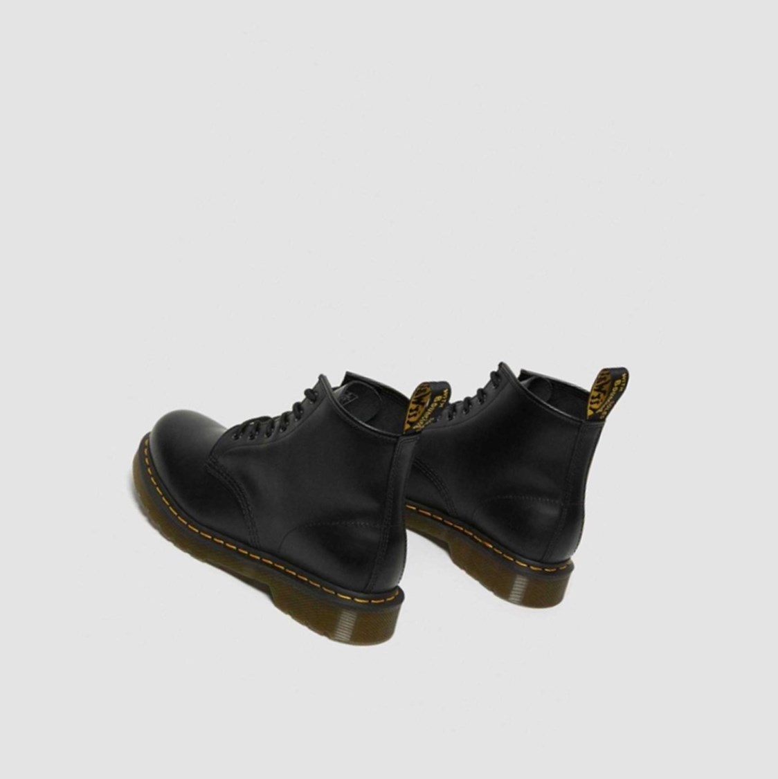 Dr Martens 101 Yellow Stitch Smooth Férfi Bokacsizma Fekete | 146730TQZ