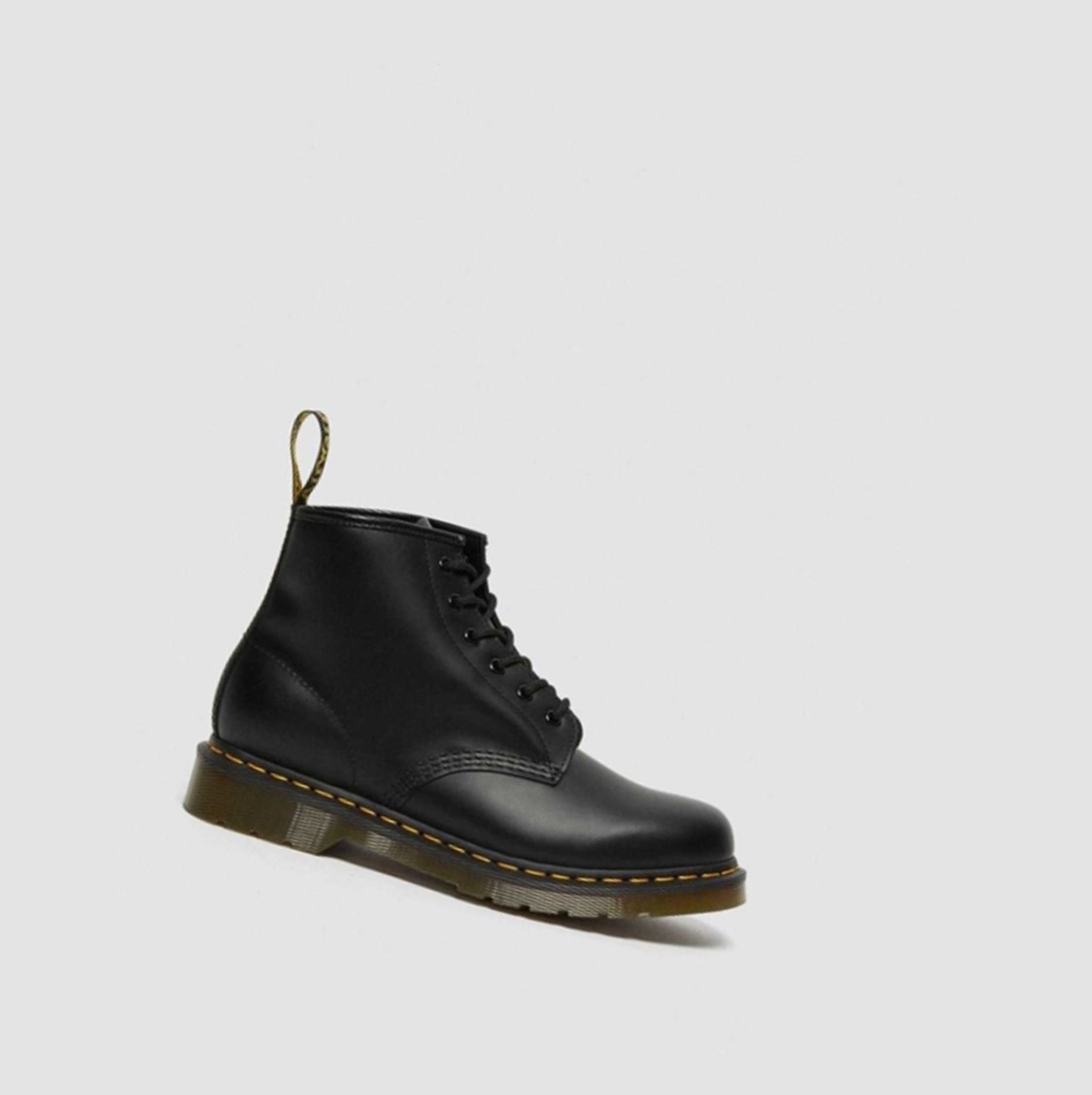 Dr Martens 101 Yellow Stitch Smooth Férfi Bokacsizma Fekete | 146730TQZ