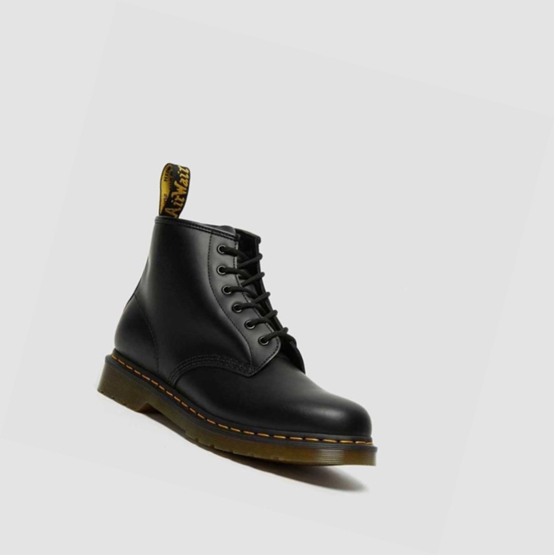 Dr Martens 101 Yellow Stitch Smooth Férfi Bokacsizma Fekete | 146730TQZ