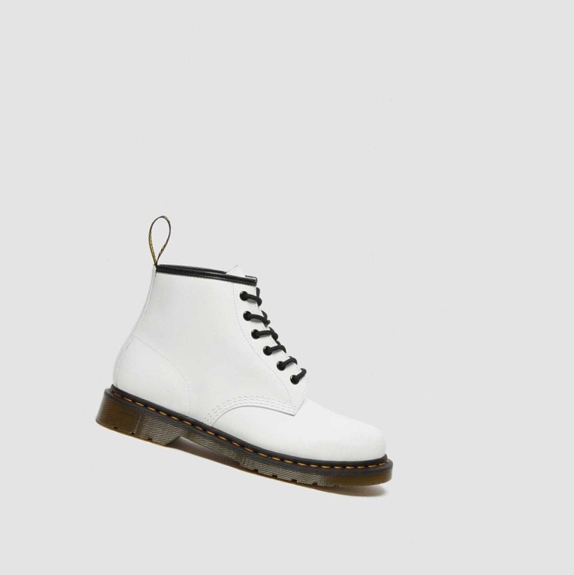 Dr Martens 101 Yellow Stitch Smooth Férfi Bokacsizma Fehér | 739641MBW