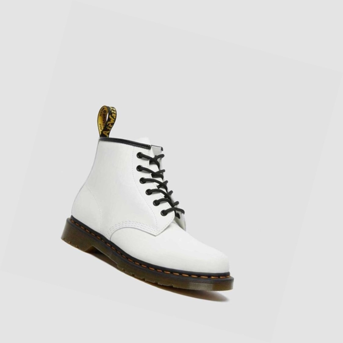 Dr Martens 101 Yellow Stitch Smooth Férfi Bokacsizma Fehér | 739641MBW