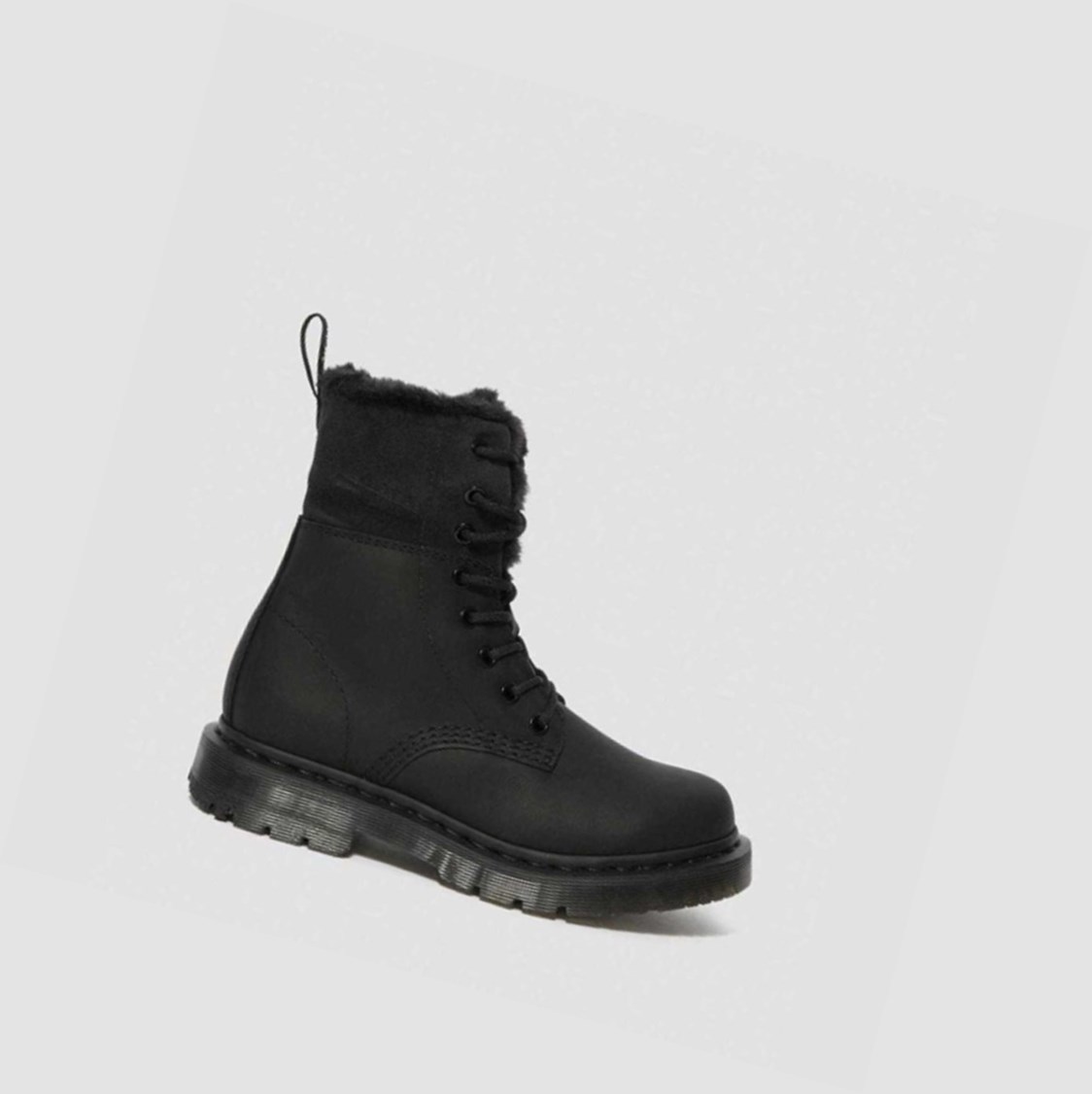 Dr Martens 1460 DM's Wintergrip Faux Fur Bélelt Női Bakancs Fekete | 356107YSZ