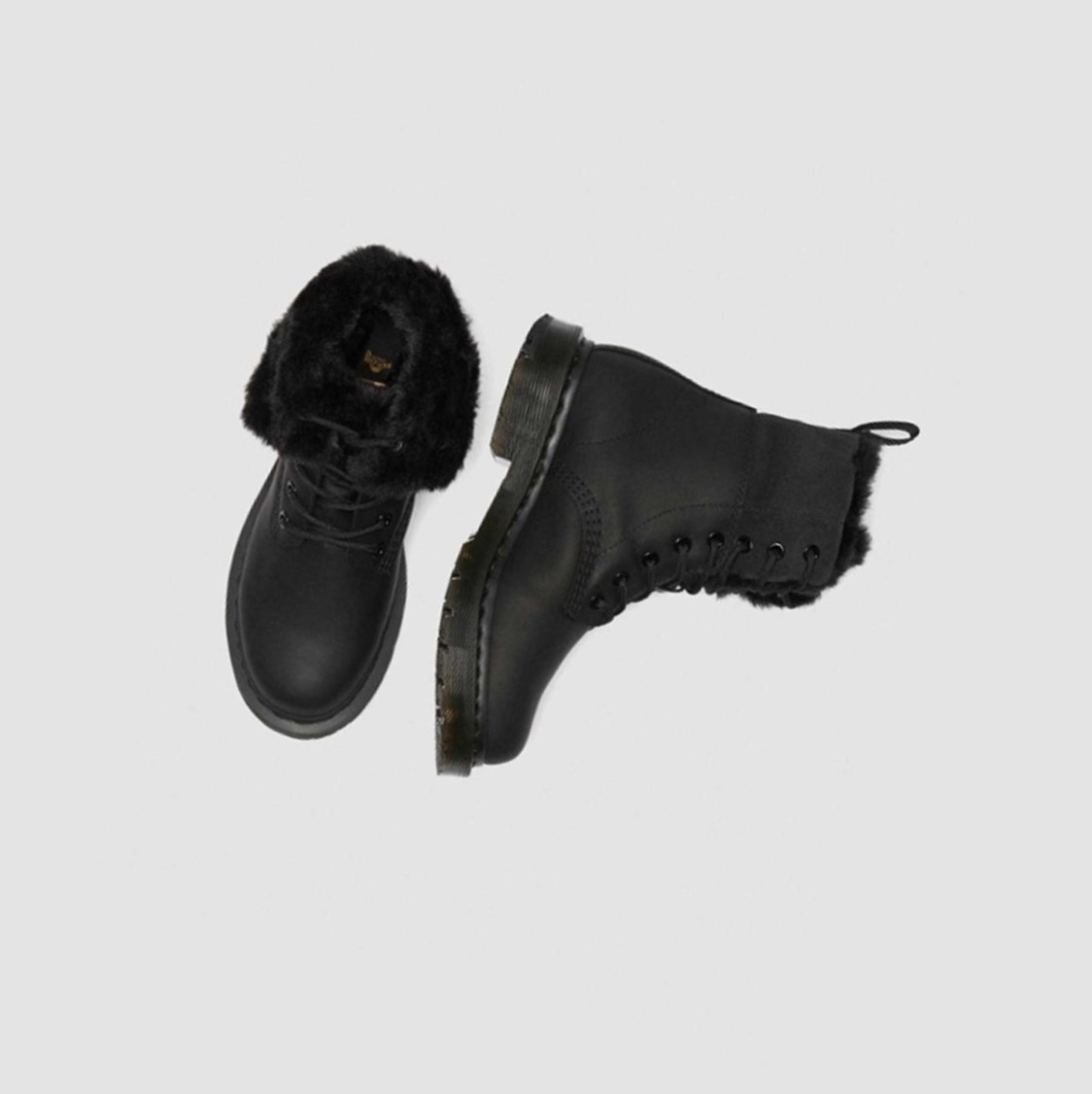 Dr Martens 1460 DM's Wintergrip Faux Fur Bélelt Női Bakancs Fekete | 356107YSZ