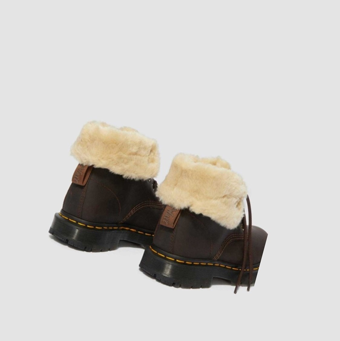 Dr Martens 1460 DM's Wintergrip Faux Fur Bélelt Női Bakancs Sötétbarna | 719856XOV