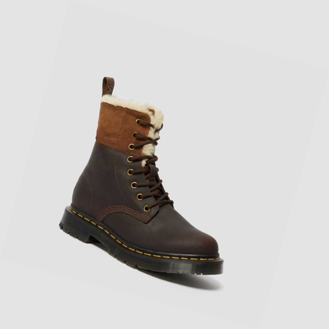 Dr Martens 1460 DM\'s Wintergrip Faux Fur Bélelt Női Bakancs Sötétbarna | 719856XOV