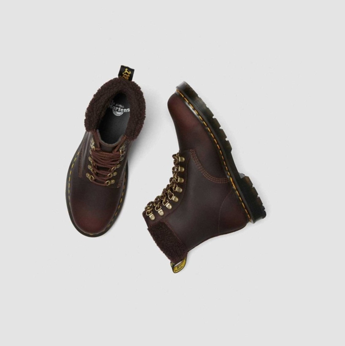 Dr Martens 1460 DM's Wintergrip Fleece Férfi Bakancs Sötétbarna | 790681ZLU