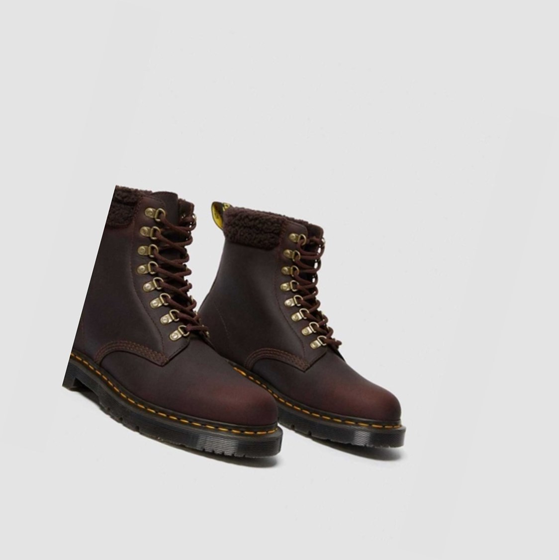 Dr Martens 1460 DM's Wintergrip Fleece Férfi Bakancs Sötétbarna | 790681ZLU