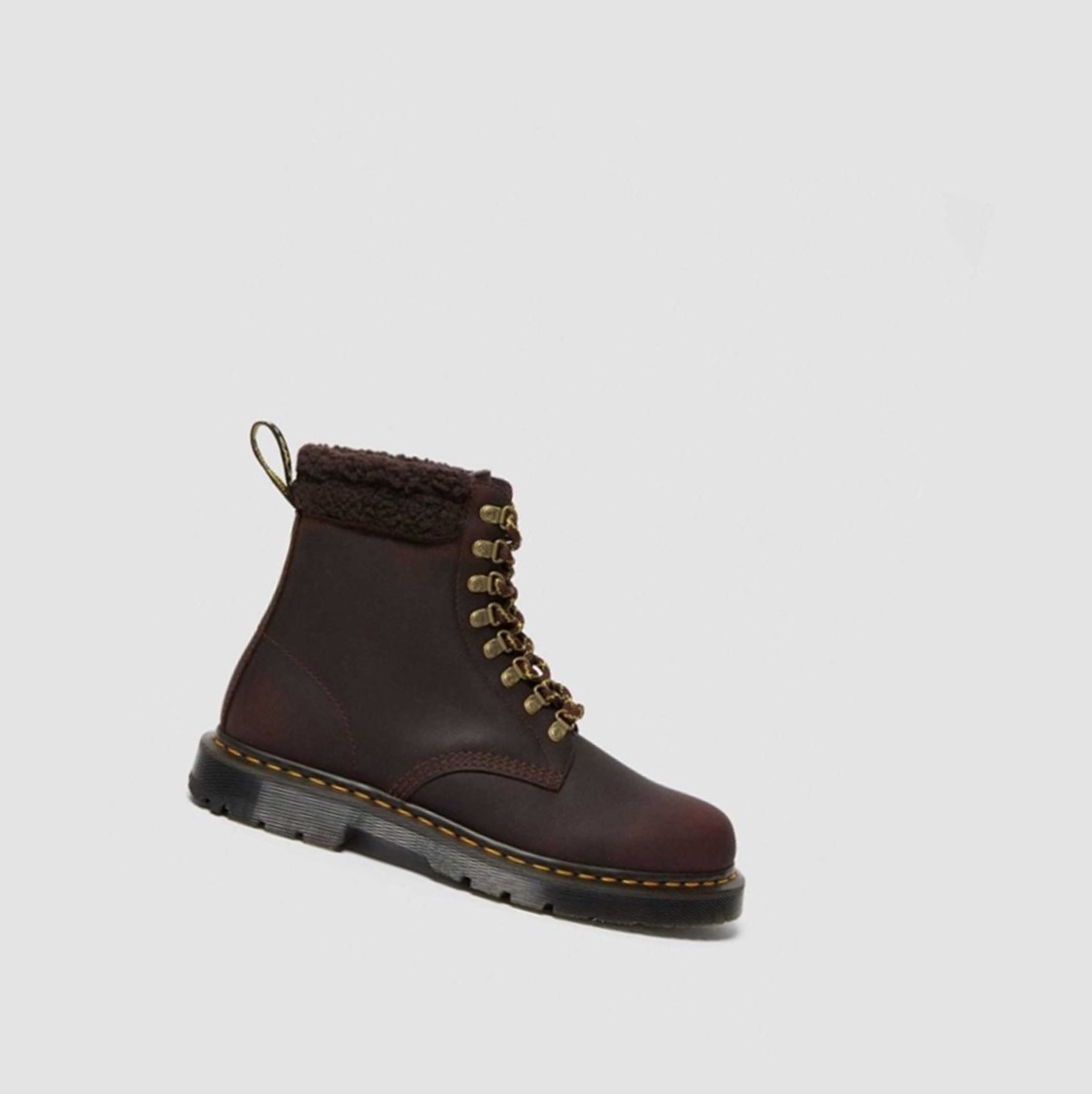 Dr Martens 1460 DM's Wintergrip Fleece Férfi Bakancs Sötétbarna | 790681ZLU