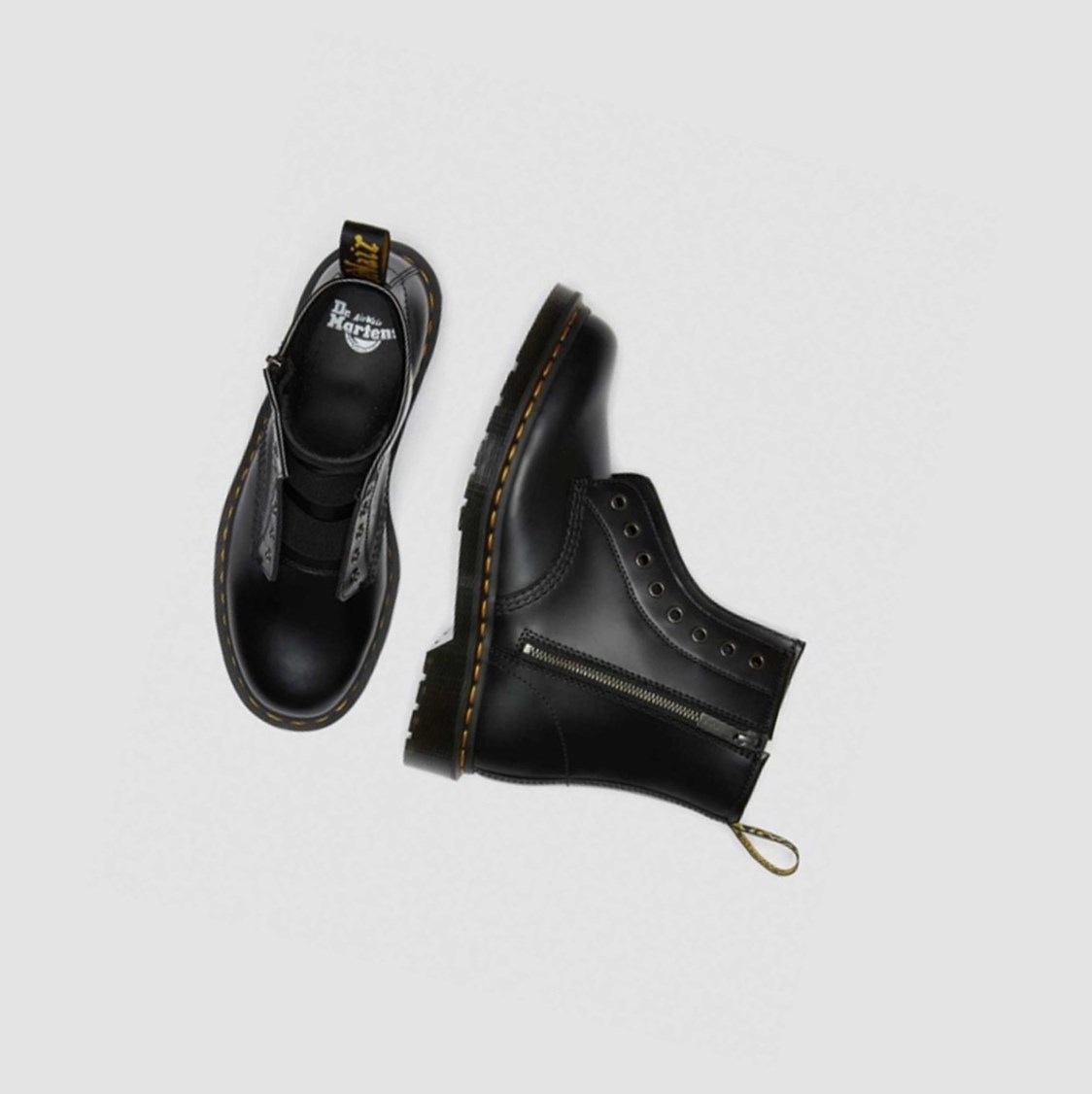 Dr Martens 1460 Elastic Smooth Férfi Fűzős Bakancs Fekete | 501492ZWY