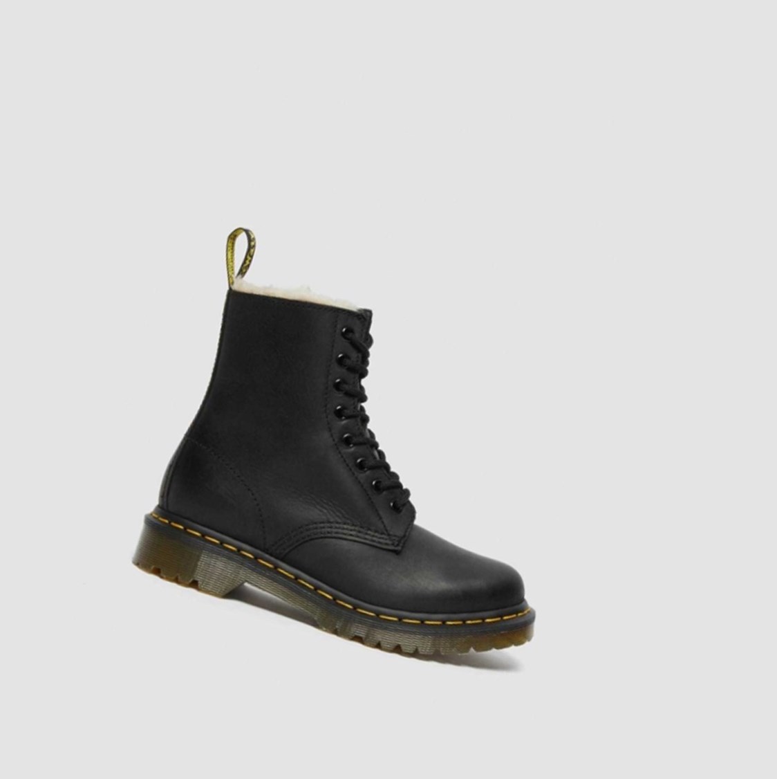 Dr Martens 1460 Faux Fur Bélelt Női Fűzős Bakancs Fekete | 675491ZJD