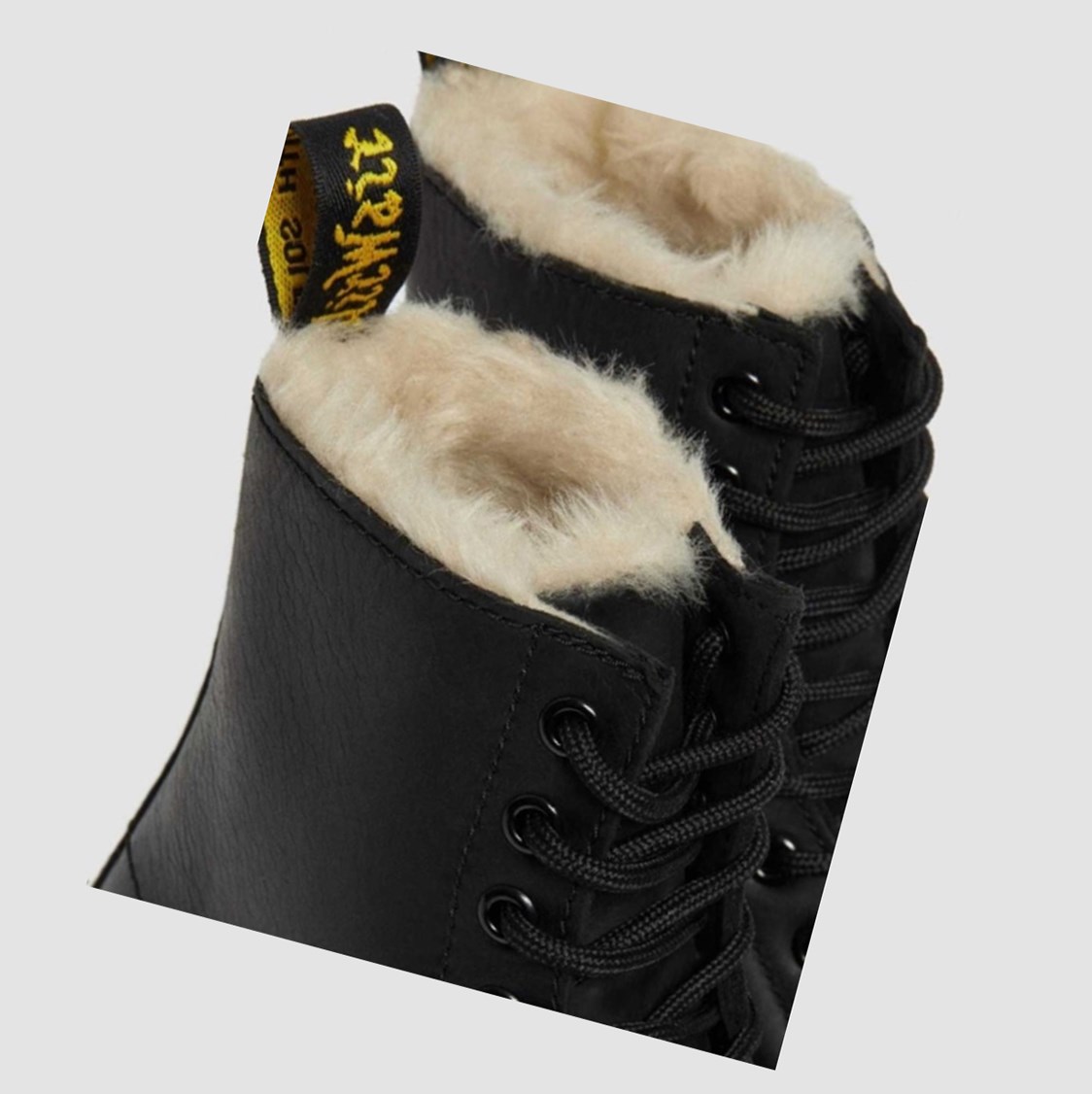 Dr Martens 1460 Faux Fur Bélelt Női Fűzős Bakancs Fekete | 675491ZJD