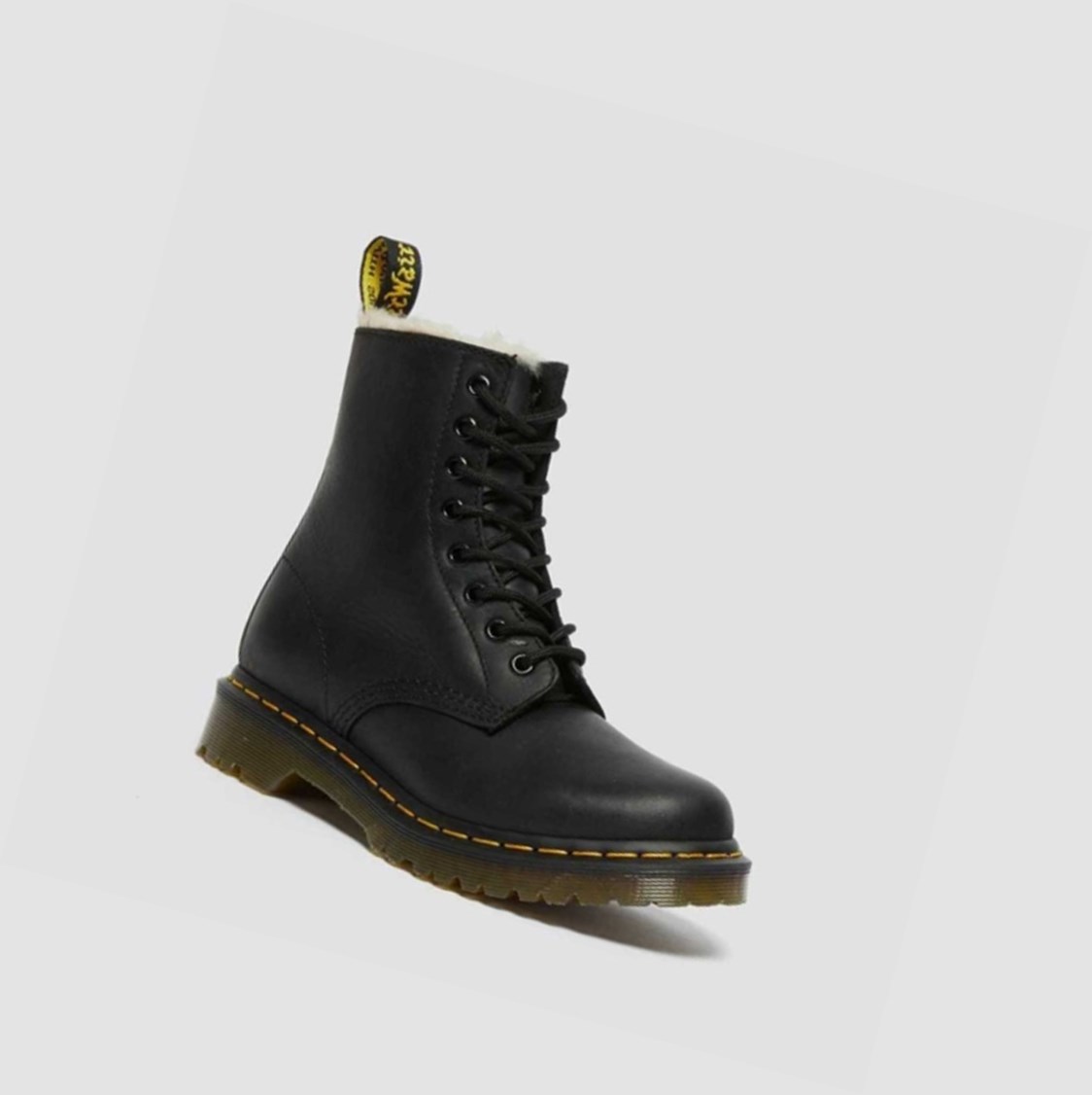 Dr Martens 1460 Faux Fur Bélelt Női Fűzős Bakancs Fekete | 675491ZJD