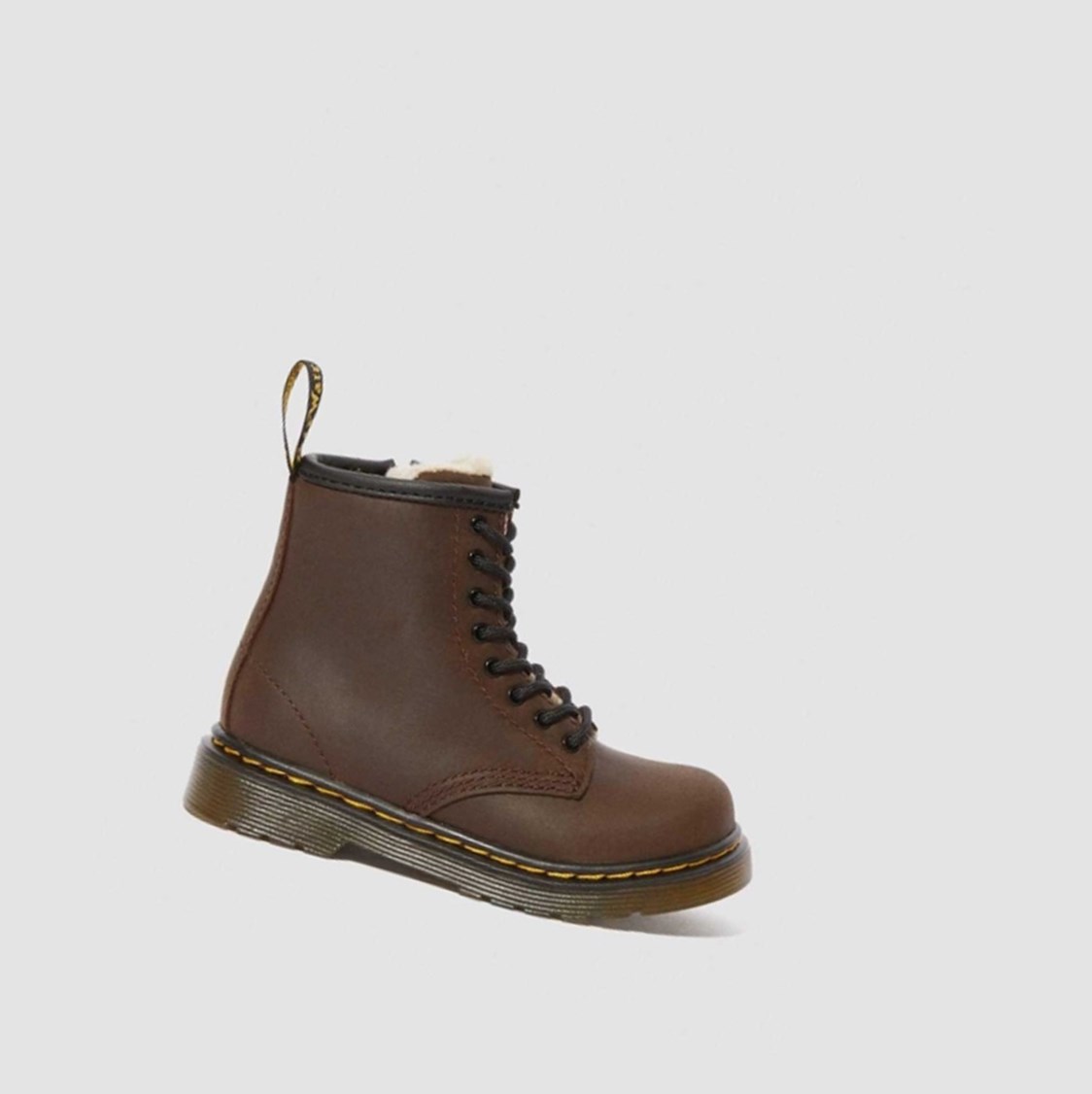 Dr Martens 1460 Faux Fur Bélelt Toddler Gyerek Fűzős Bakancs Sötétbarna | 901547HPG