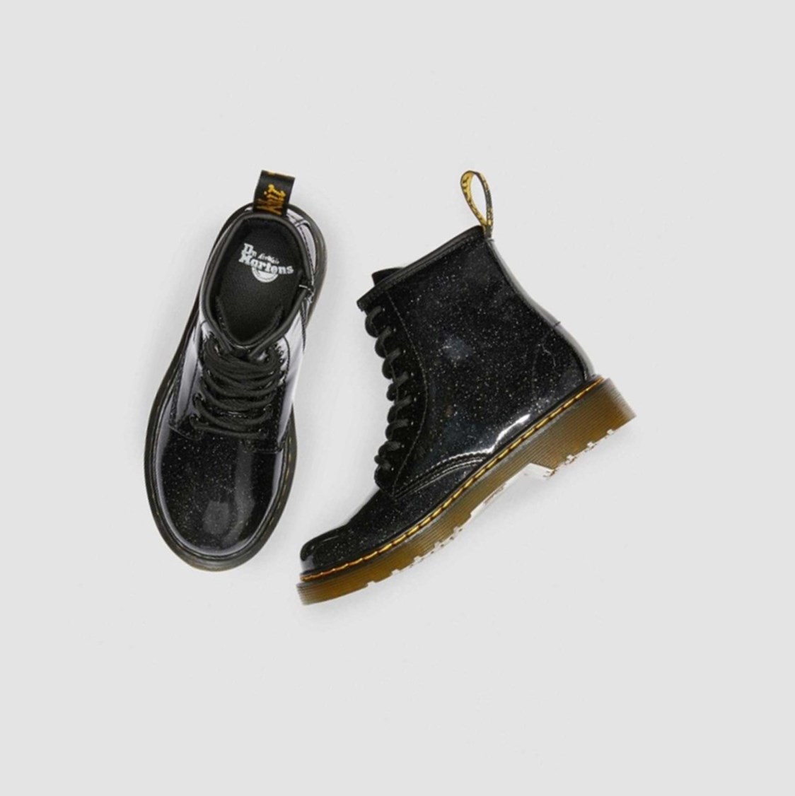 Dr Martens 1460 Glitter Junior Gyerek Fűzős Bakancs Fekete | 561024COY