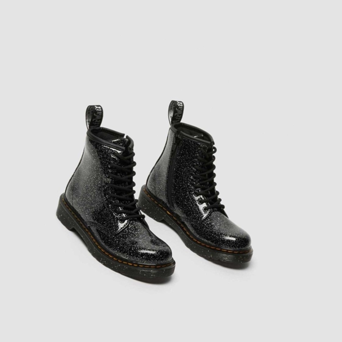 Dr Martens 1460 Glitter Junior Gyerek Fűzős Bakancs Fekete | 950682QCF