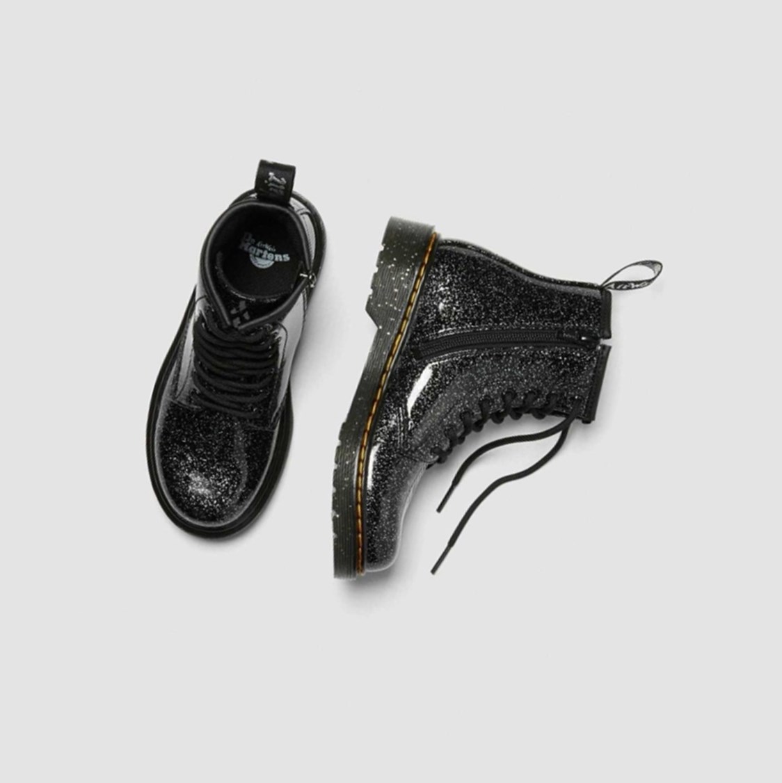 Dr Martens 1460 Glitter Junior Gyerek Fűzős Bakancs Fekete | 950682QCF