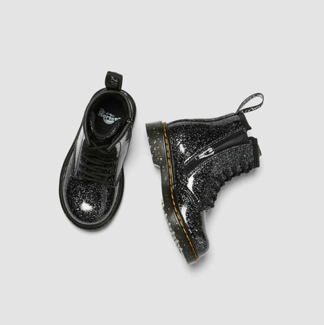 Dr Martens 1460 Glitter Toddler Gyerek Fűzős Bakancs Fekete | 056241SCR