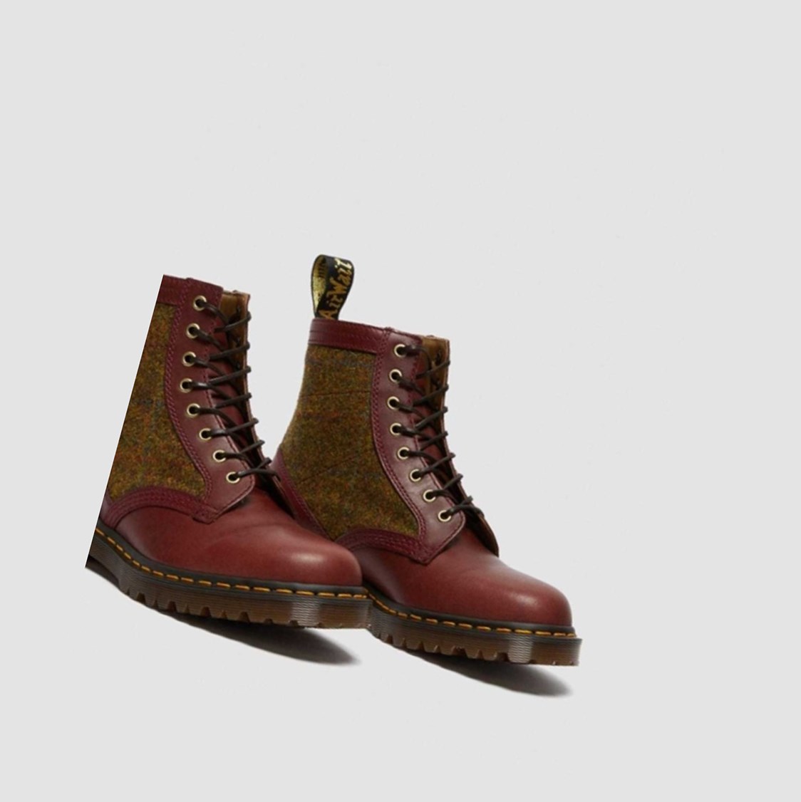 Dr Martens 1460 Harris Tweed Férfi Fűzős Bakancs Bordó | 618920ZMO