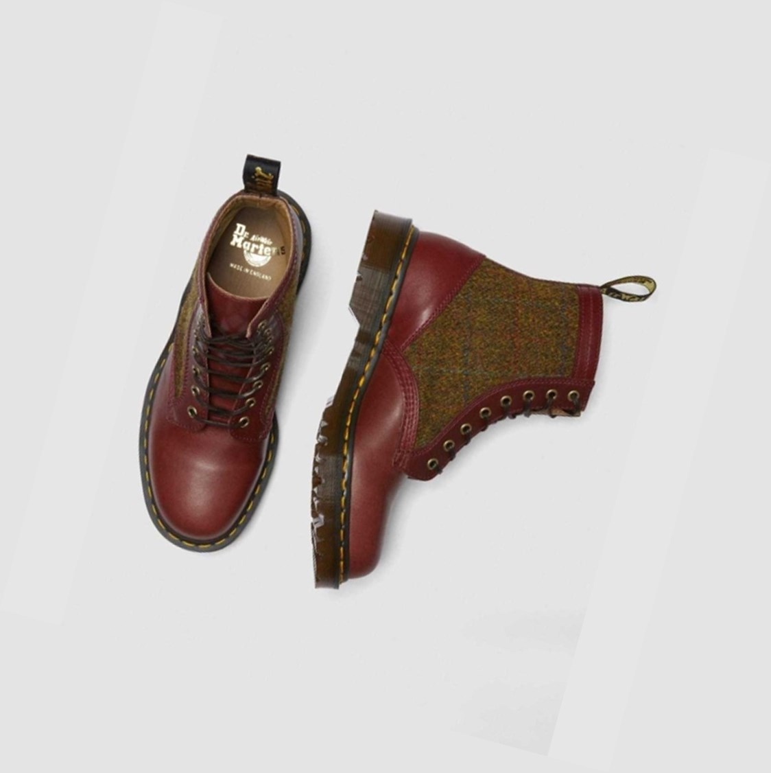 Dr Martens 1460 Harris Tweed Férfi Fűzős Bakancs Bordó | 618920ZMO