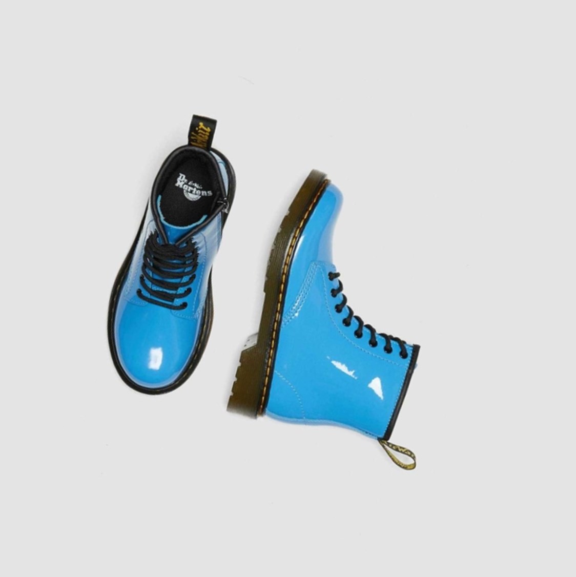 Dr Martens 1460 Lakkbőr Junior Gyerek Fűzős Bakancs Kék | 657213VPN