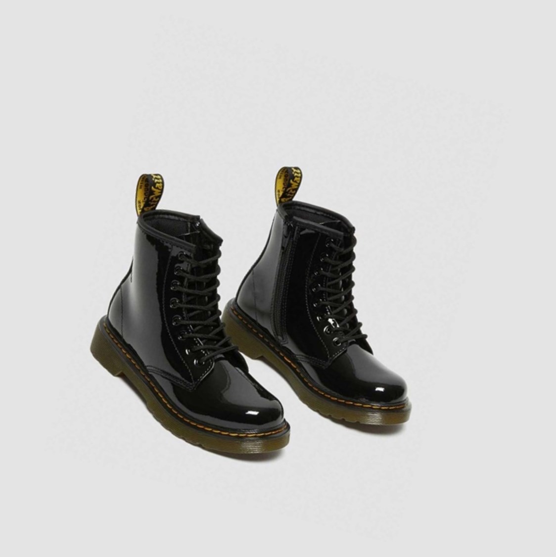 Dr Martens 1460 Lakkbőr Junior Gyerek Fűzős Bakancs Fekete | 894630MQP