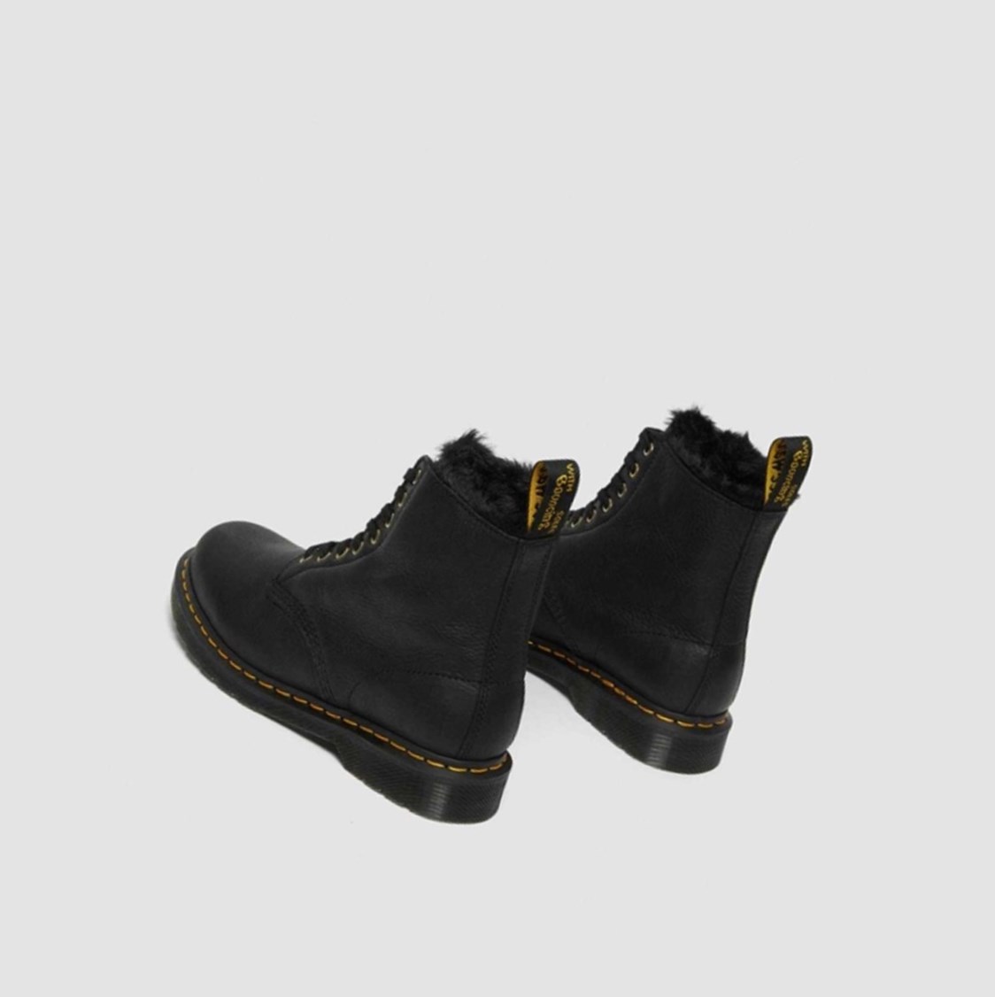 Dr Martens 1460 Pascal Faux Fur Bélelt Férfi Fűzős Bakancs Fekete | 418365UNE