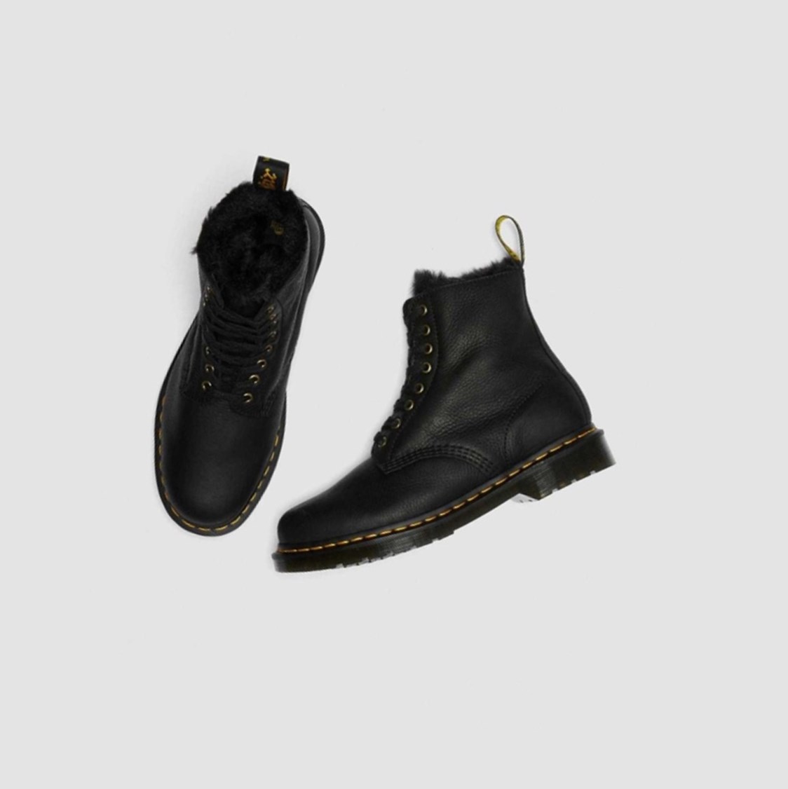 Dr Martens 1460 Pascal Faux Fur Bélelt Férfi Fűzős Bakancs Fekete | 418365UNE