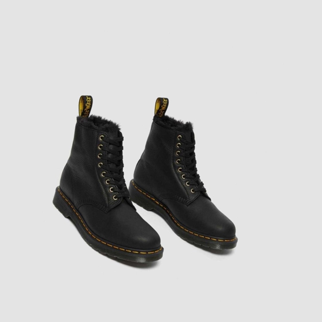 Dr Martens 1460 Pascal Faux Fur Bélelt Férfi Fűzős Bakancs Fekete | 418365UNE