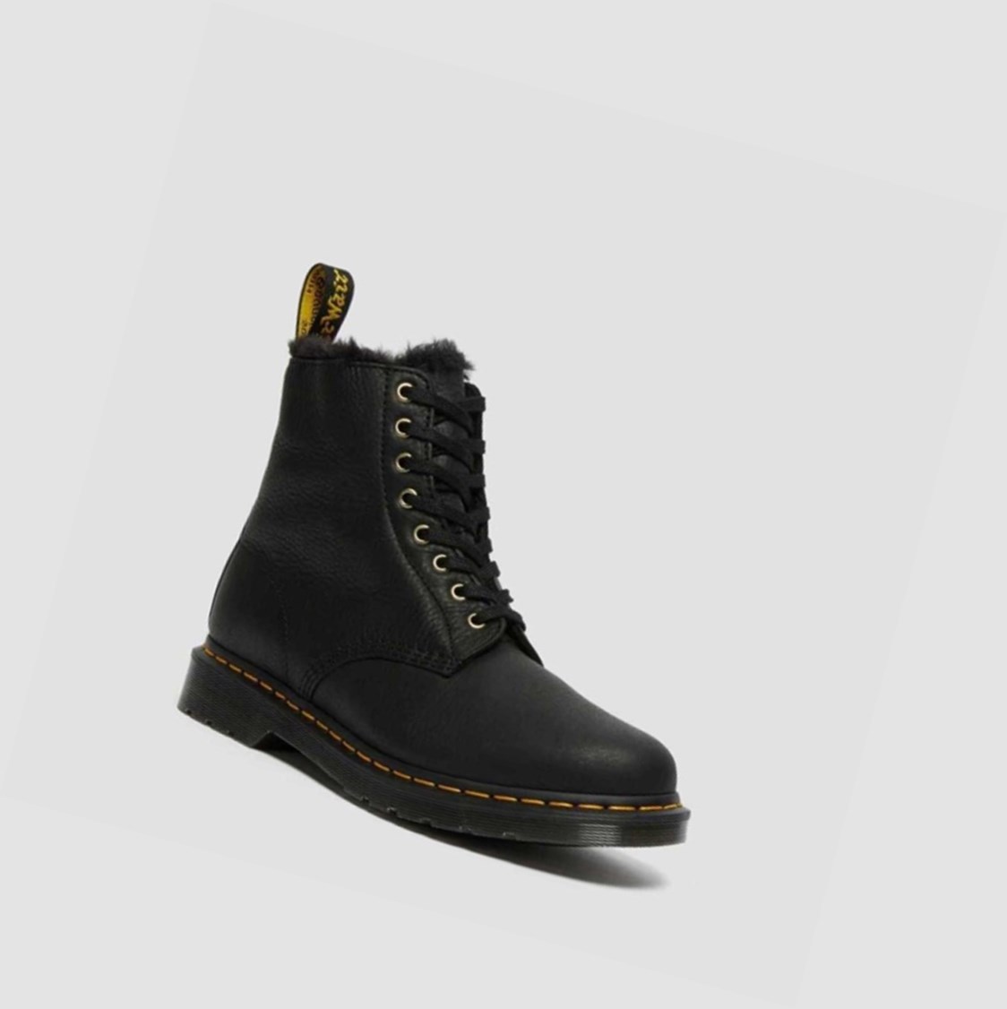 Dr Martens 1460 Pascal Faux Fur Bélelt Férfi Fűzős Bakancs Fekete | 418365UNE