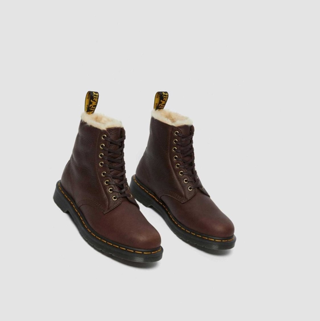 Dr Martens 1460 Pascal Faux Fur Bélelt Férfi Bakancs Barna | 587349LAU