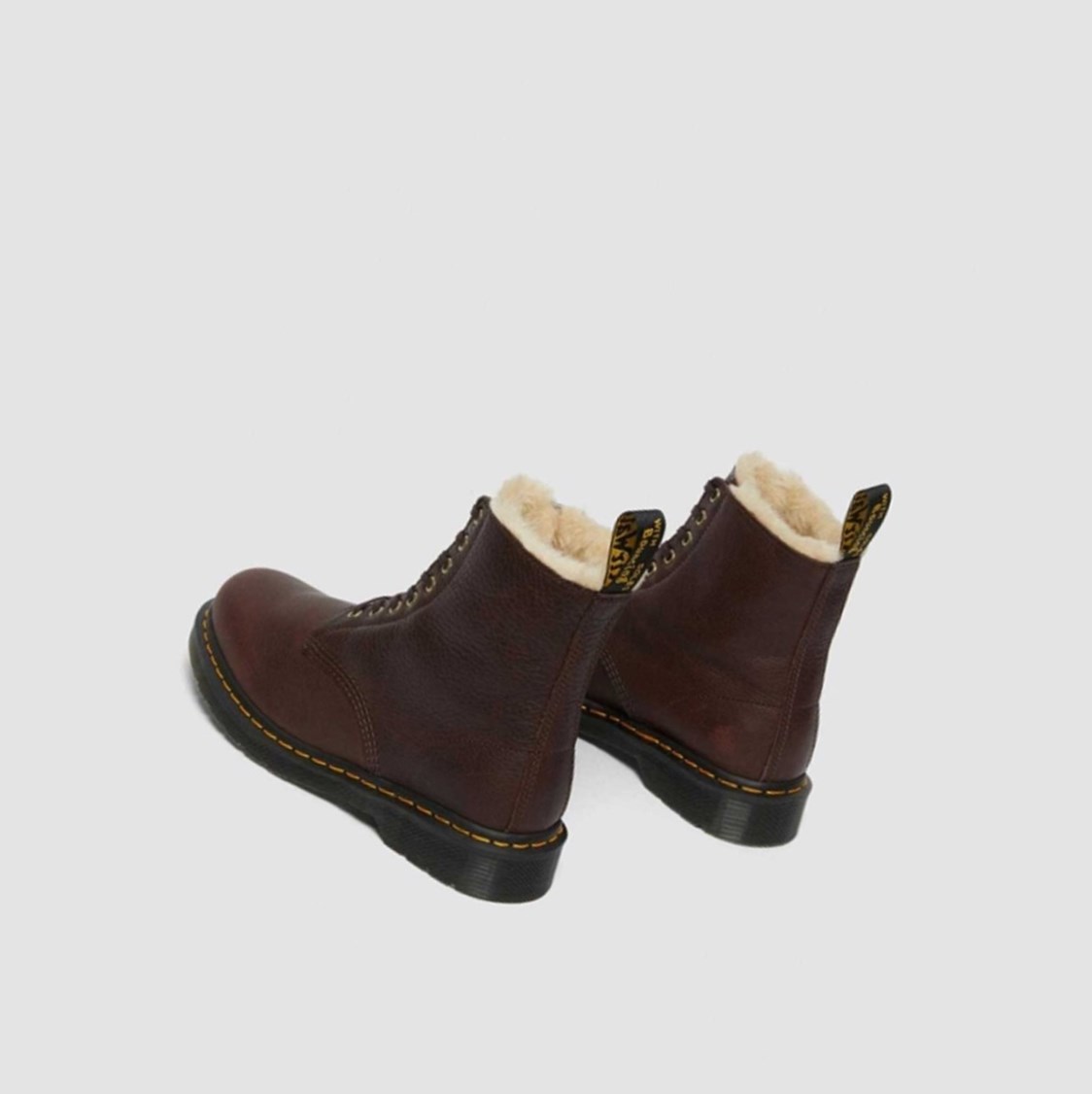 Dr Martens 1460 Pascal Faux Fur Bélelt Férfi Bakancs Barna | 587349LAU