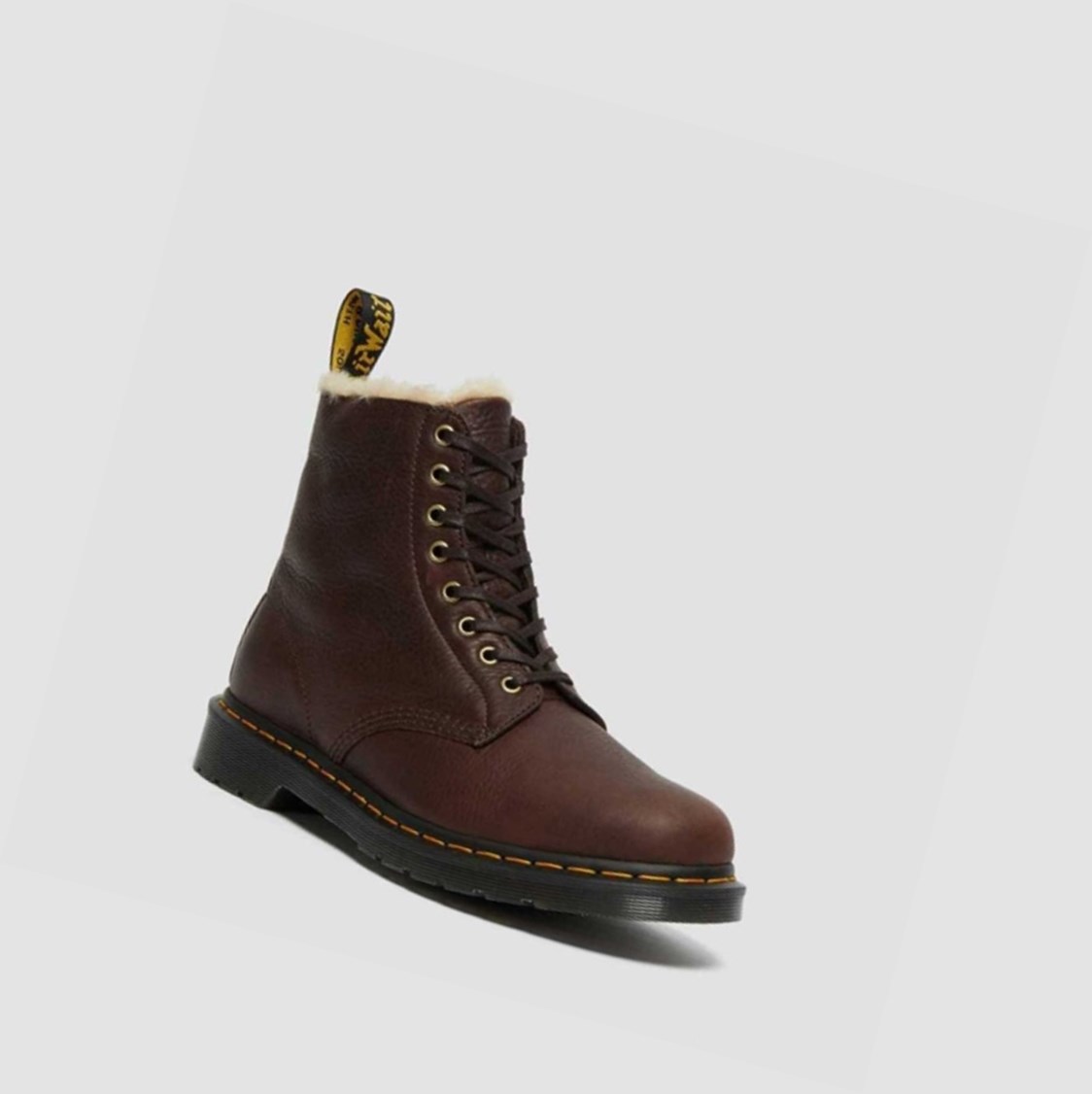 Dr Martens 1460 Pascal Faux Fur Bélelt Férfi Bakancs Barna | 587349LAU