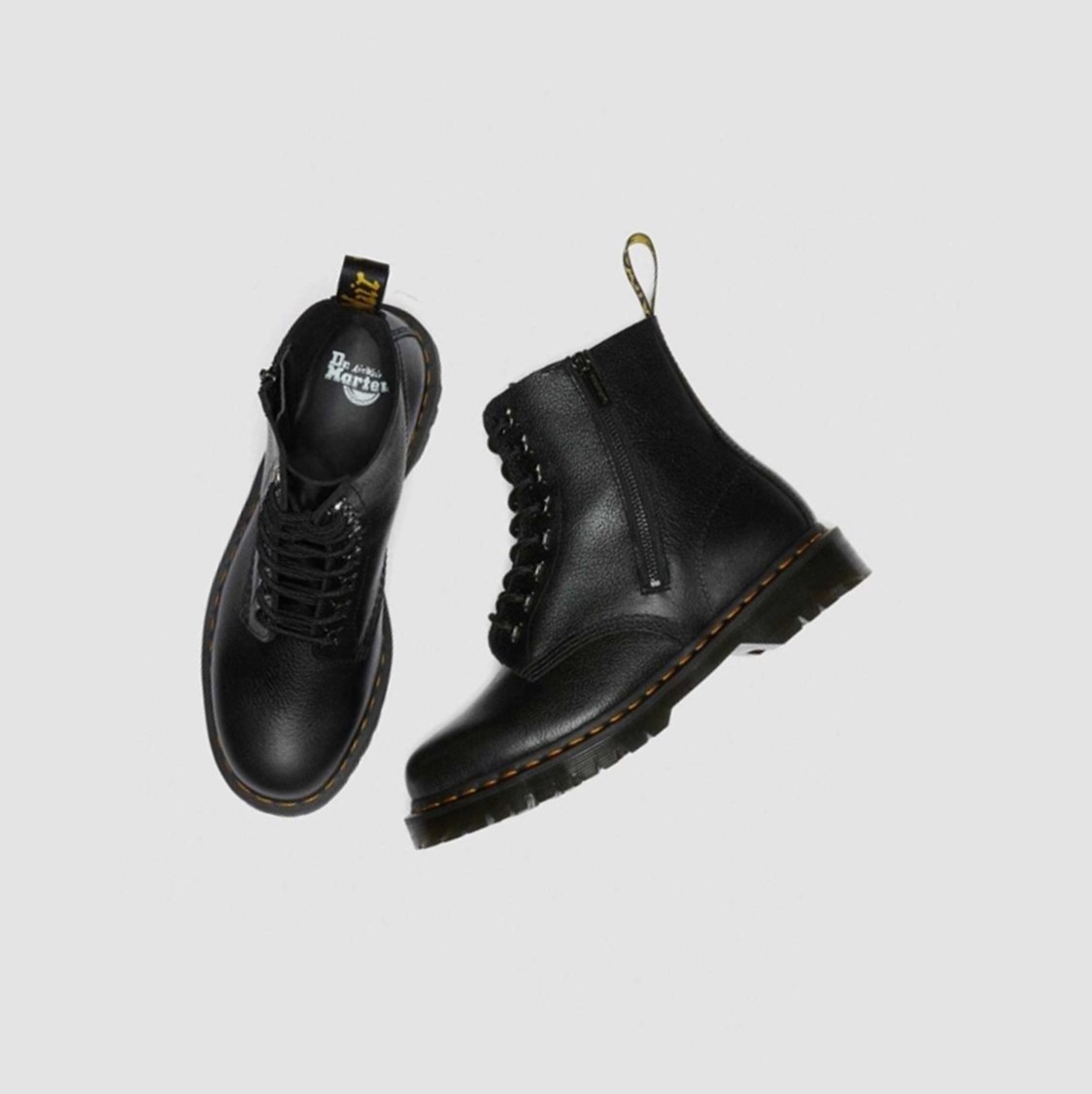 Dr Martens 1460 Pascal Zip Tumbled Férfi Fűzős Bakancs Fekete | 179645OQL