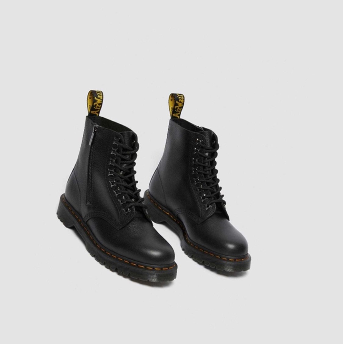 Dr Martens 1460 Pascal Zip Tumbled Férfi Fűzős Bakancs Fekete | 179645OQL