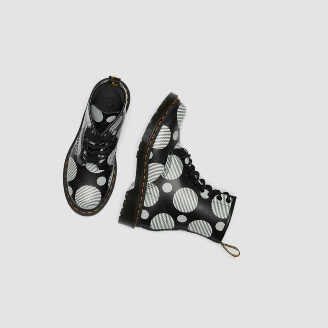 Dr Martens 1460 Polka Dot Smooth Női Fűzős Bakancs Fekete | 184735HZX