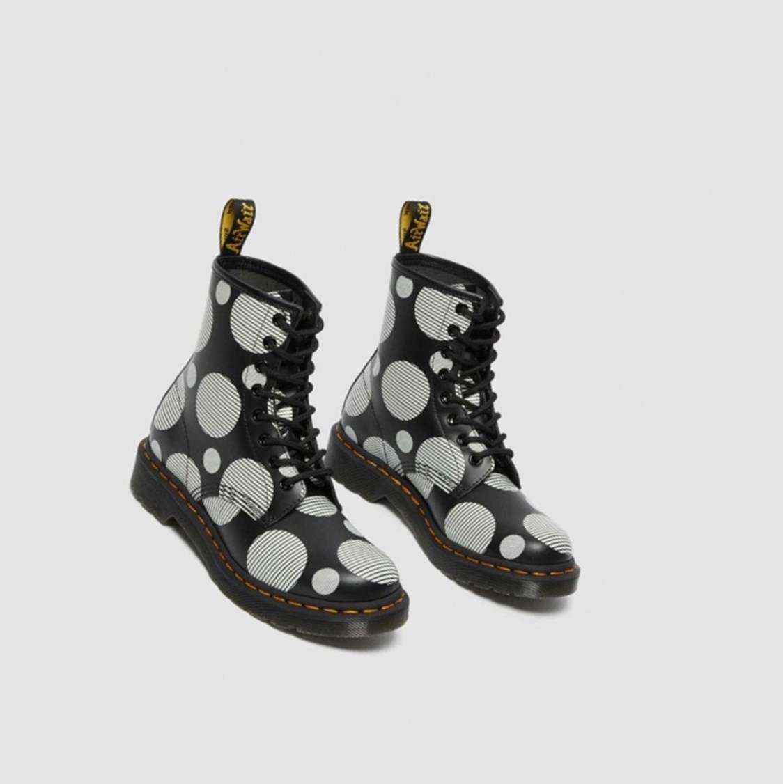 Dr Martens 1460 Polka Dot Smooth Női Fűzős Bakancs Fekete | 184735HZX