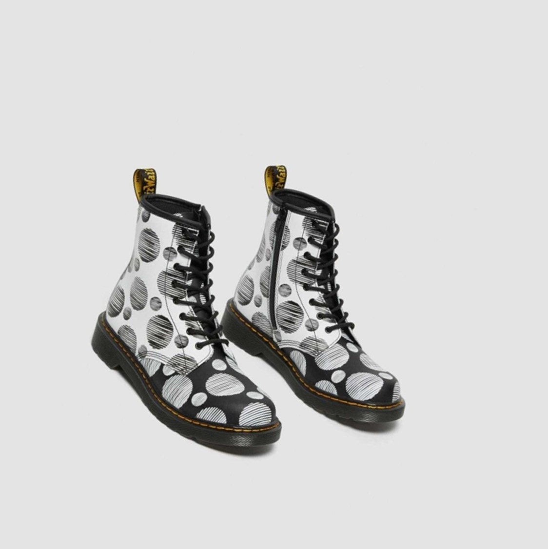 Dr Martens 1460 Polka Dot Youth Gyerek Fűzős Bakancs Fekete | 603458NRV