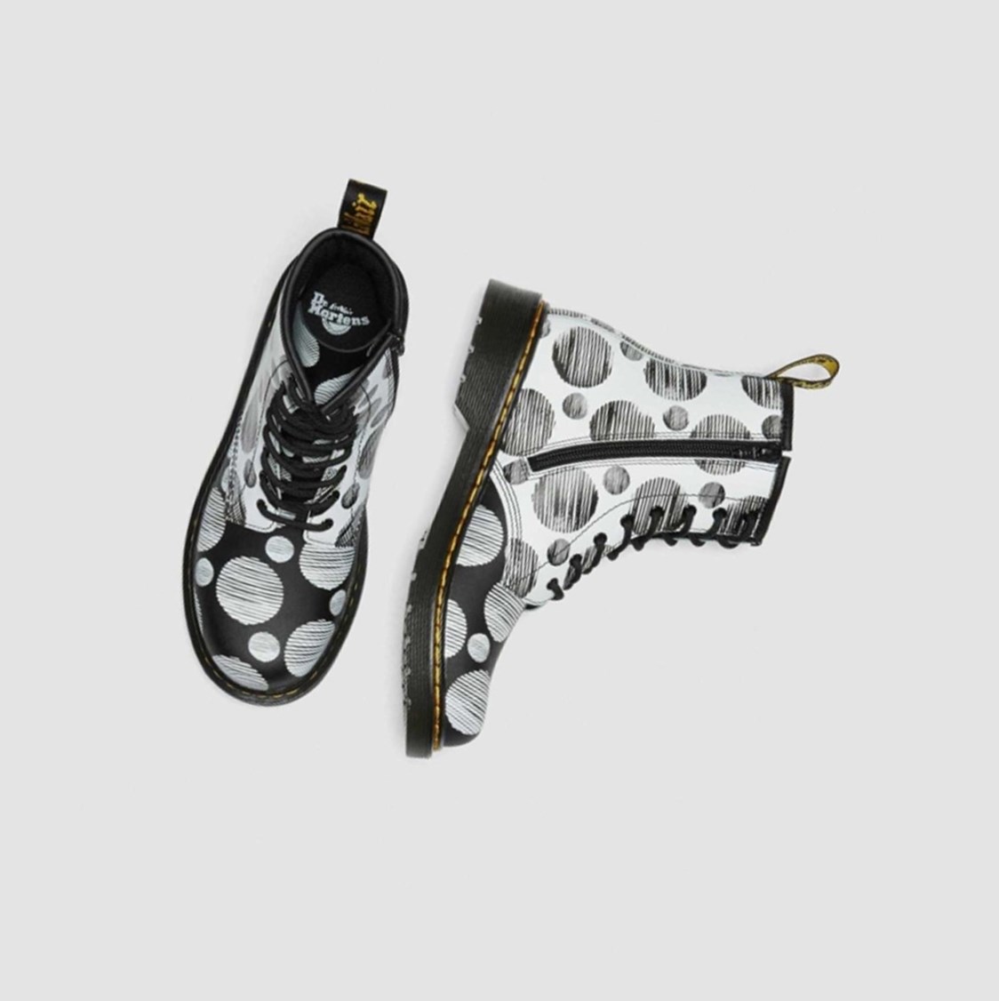 Dr Martens 1460 Polka Dot Youth Gyerek Fűzős Bakancs Fekete | 603458NRV