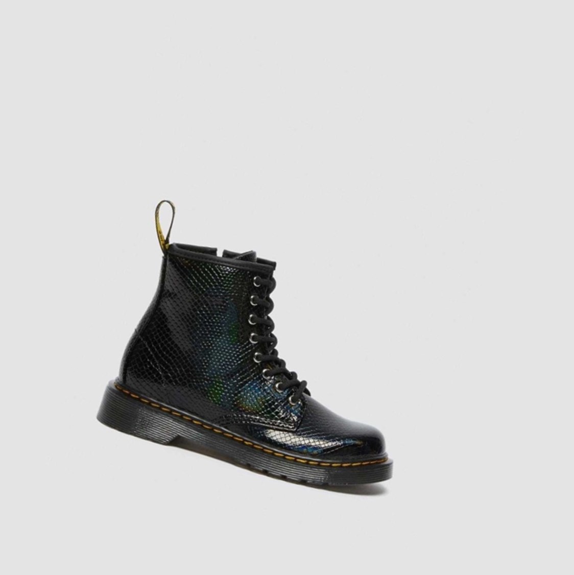 Dr Martens 1460 Reptile Emboss Junior Gyerek Fűzős Bakancs Fekete | 743651MZI