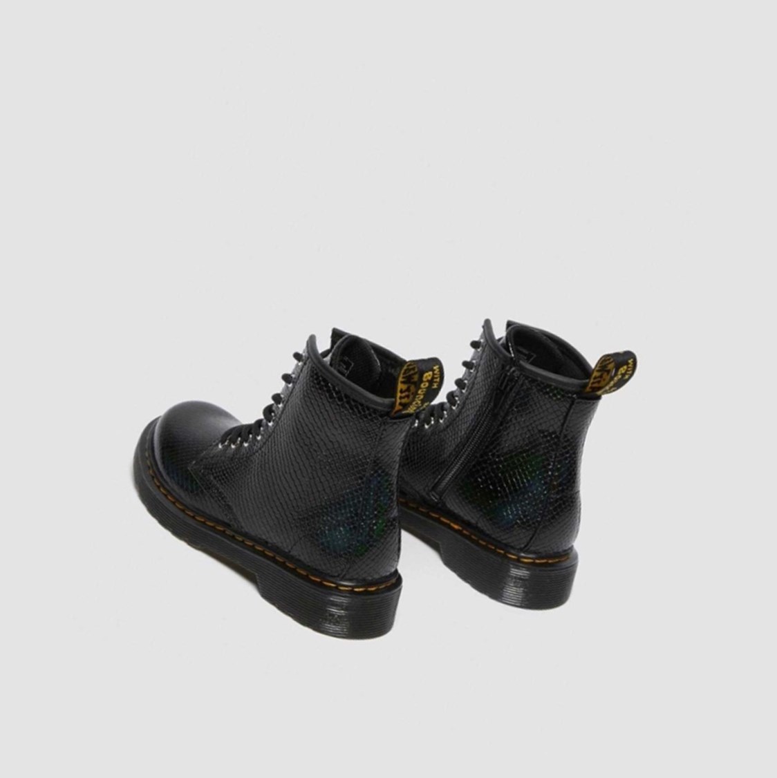 Dr Martens 1460 Reptile Emboss Junior Gyerek Fűzős Bakancs Fekete | 743651MZI