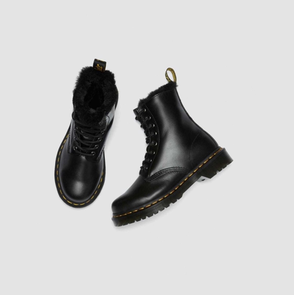 Dr Martens 1460 Serena Faux Fur Bélelt Női Fűzős Bakancs Sötétszürke | 671893AJY