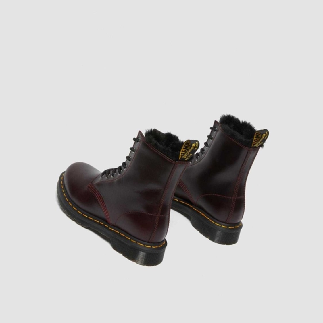 Dr Martens 1460 Serena Faux Fur Bélelt Női Fűzős Bakancs Bordó | 752190MEF