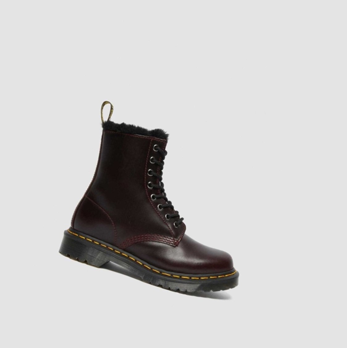 Dr Martens 1460 Serena Faux Fur Bélelt Női Fűzős Bakancs Bordó | 752190MEF